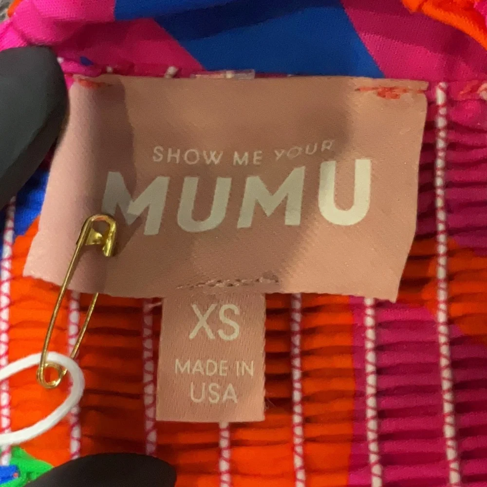 Show Me Your Mumu Cartagena Colorful Pink Orange Blue Green Smocked Crop XS - Picture 5 of 7